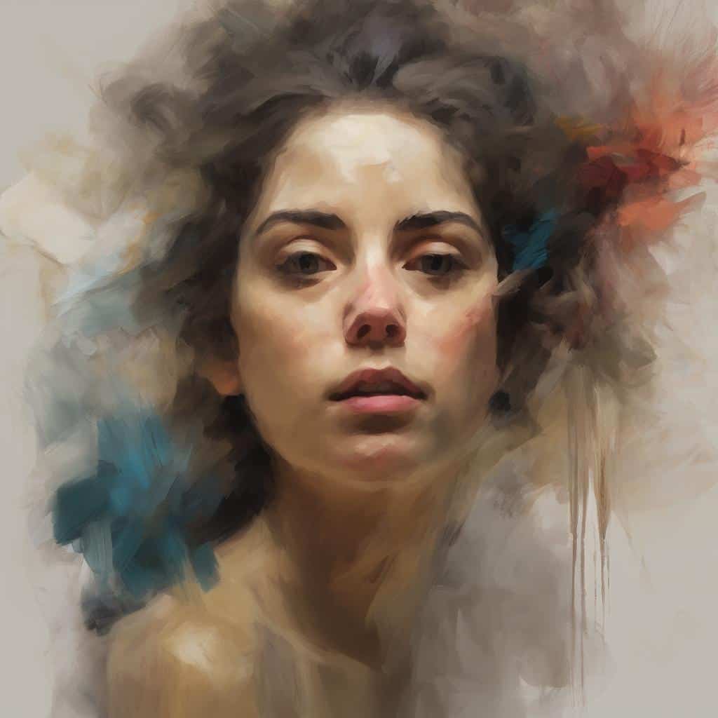 Ζωγραφιά πορτραίτου γυναίκας με ψηφιακό ή εικονικό στυλ, αναδεικνύοντας την τέχνη ως καθρέφτη πολιτισμών και ανθρώπινων εκφράσεων.